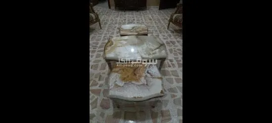 صالون خشب زين  ٦ قطع مع طقم طاولات رخام - 3