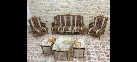 صالون خشب زين  ٦ قطع مع طقم طاولات رخام - 5